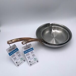 VIKING 10" & 8" Inch Set 3 Ply Stainless Steel Fry Pan Induction Copper Handle